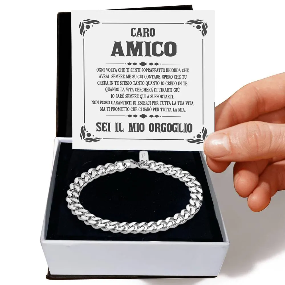 Bramart Bracciale Cubano Uomo in Acciaio Inox Lucidato, 21 cm - immagine 2
