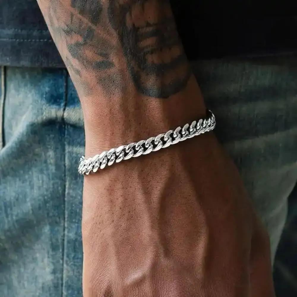 Bramart Bracciale Cubano Uomo in Acciaio Inox Lucidato, 21 cm - immagine 6