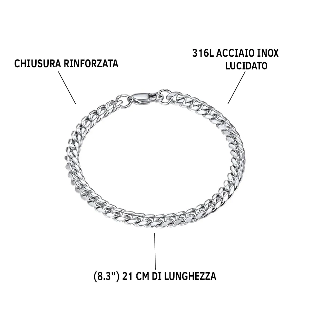 Bramart Bracciale Cubano Uomo in Acciaio Inox Lucidato, 21 cm - immagine 7