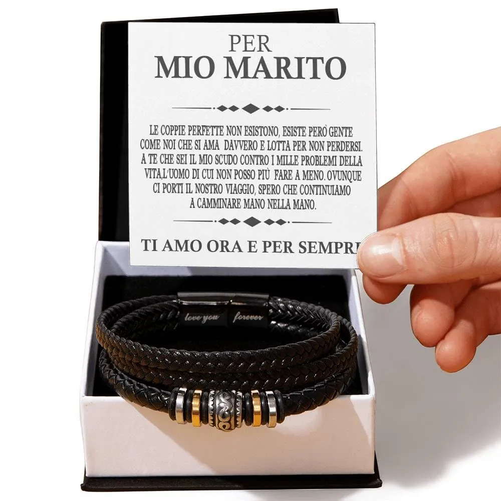 Bramart Bracciale Uomo in Pelle Intrecciata e Acciaio Inossidabile, 21 cm - immagine 2