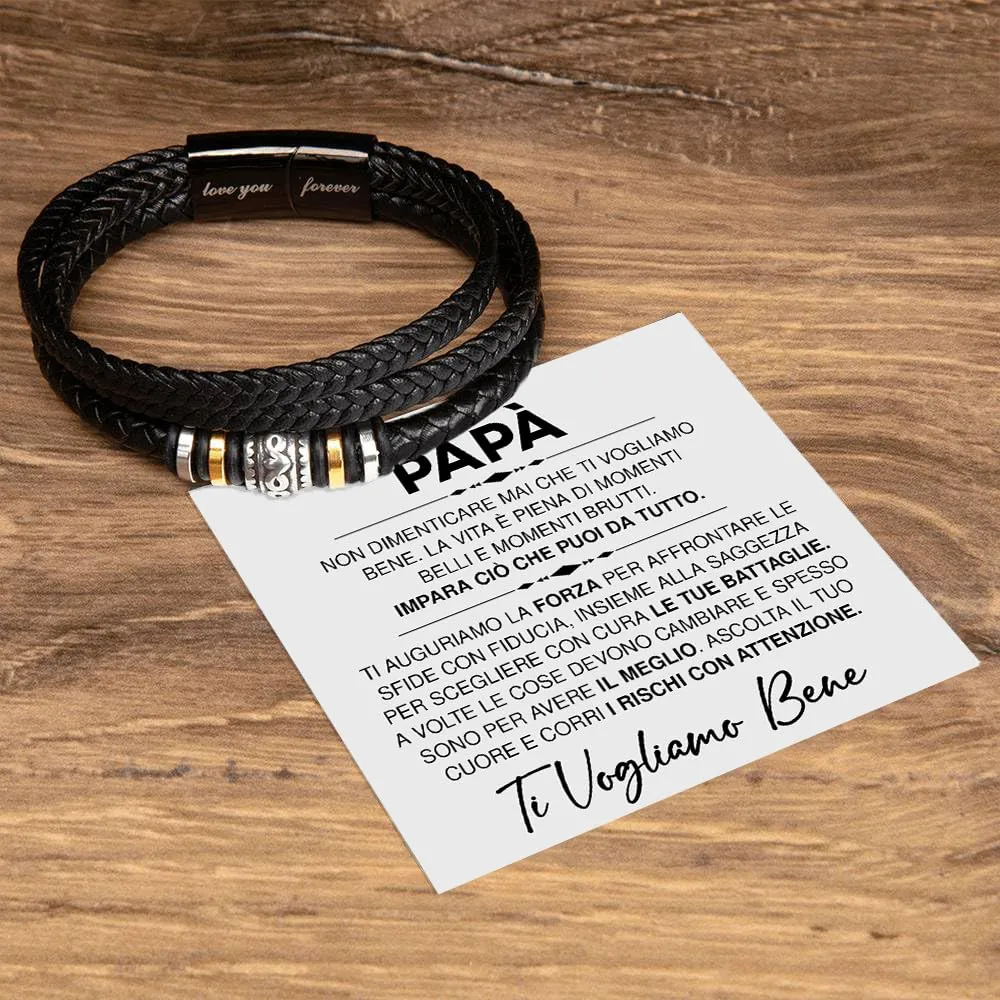 Bramart Bracciale Uomo in Pelle Intrecciata e Acciaio Inossidabile, 21 cm - immagine 3