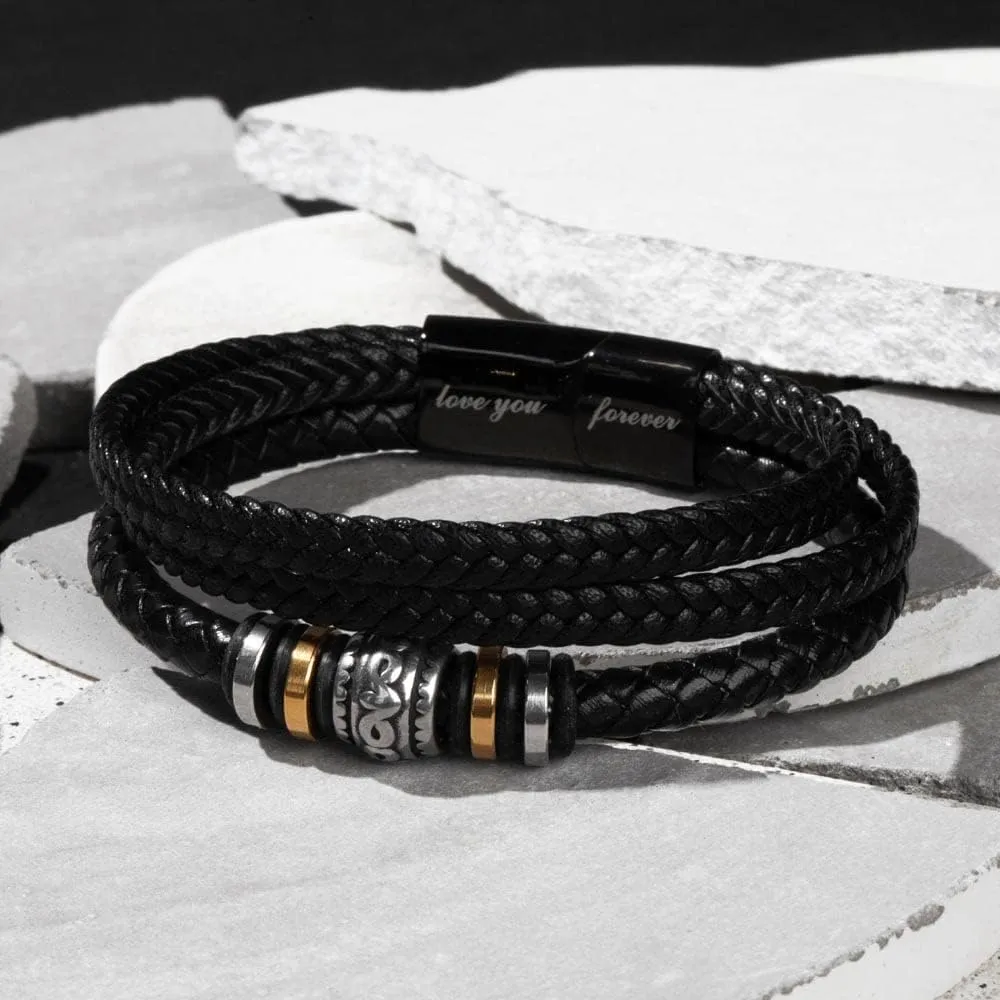 Bramart Bracciale Uomo in Pelle Intrecciata e Acciaio Inossidabile, 21 cm - immagine 5