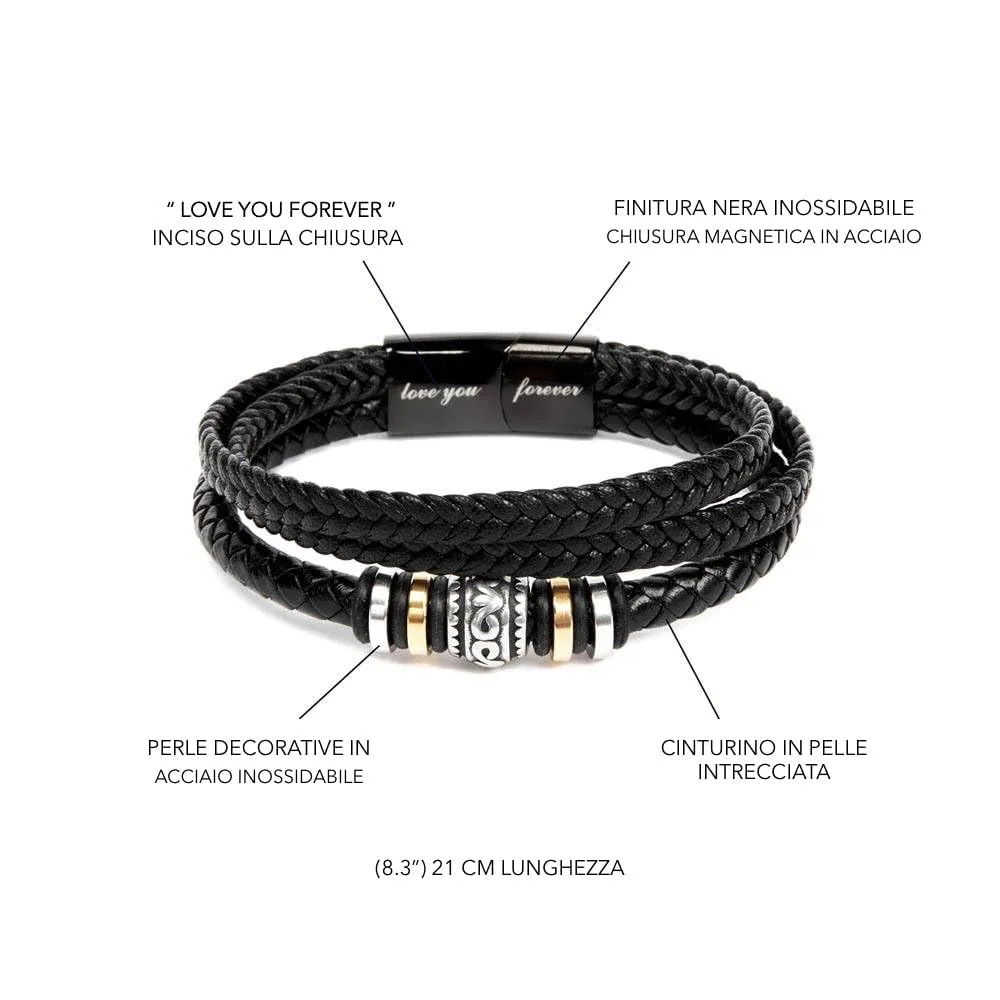 Bramart Bracciale Uomo in Pelle Intrecciata e Acciaio Inossidabile, 21 cm - immagine 6