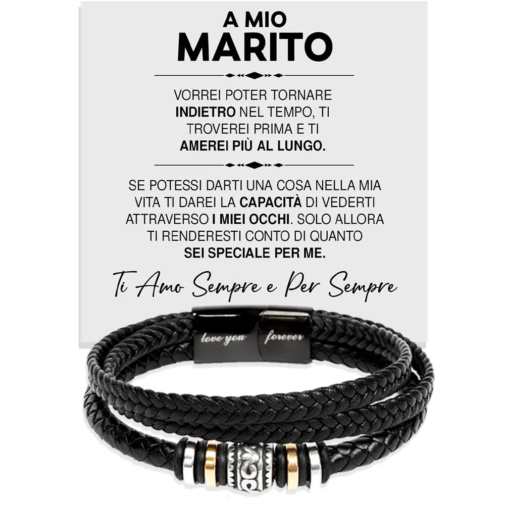 Bramart Bracciale Uomo in Pelle Intrecciata e Acciaio Inox, 21 cm - immagine 1