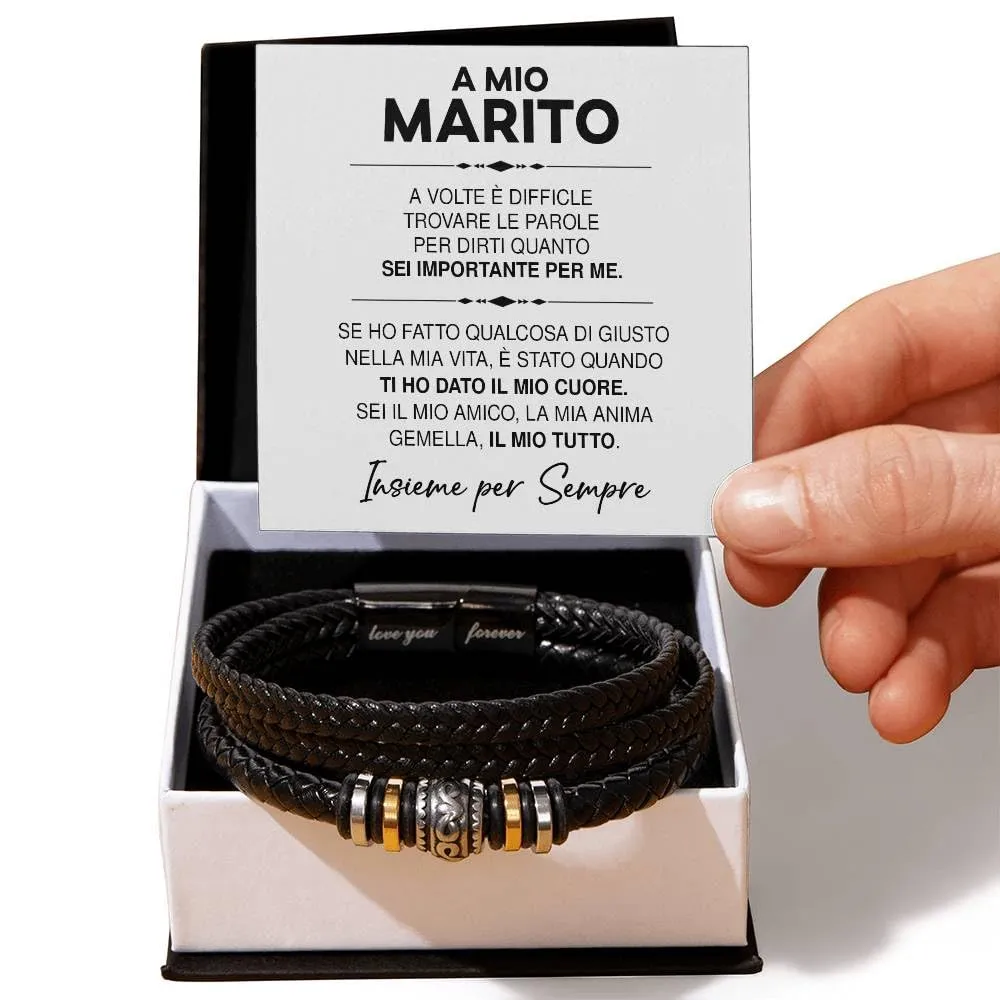 Bramart Bracciale Uomo in Pelle Intrecciata e Acciaio Inox, 21 cm - immagine 2