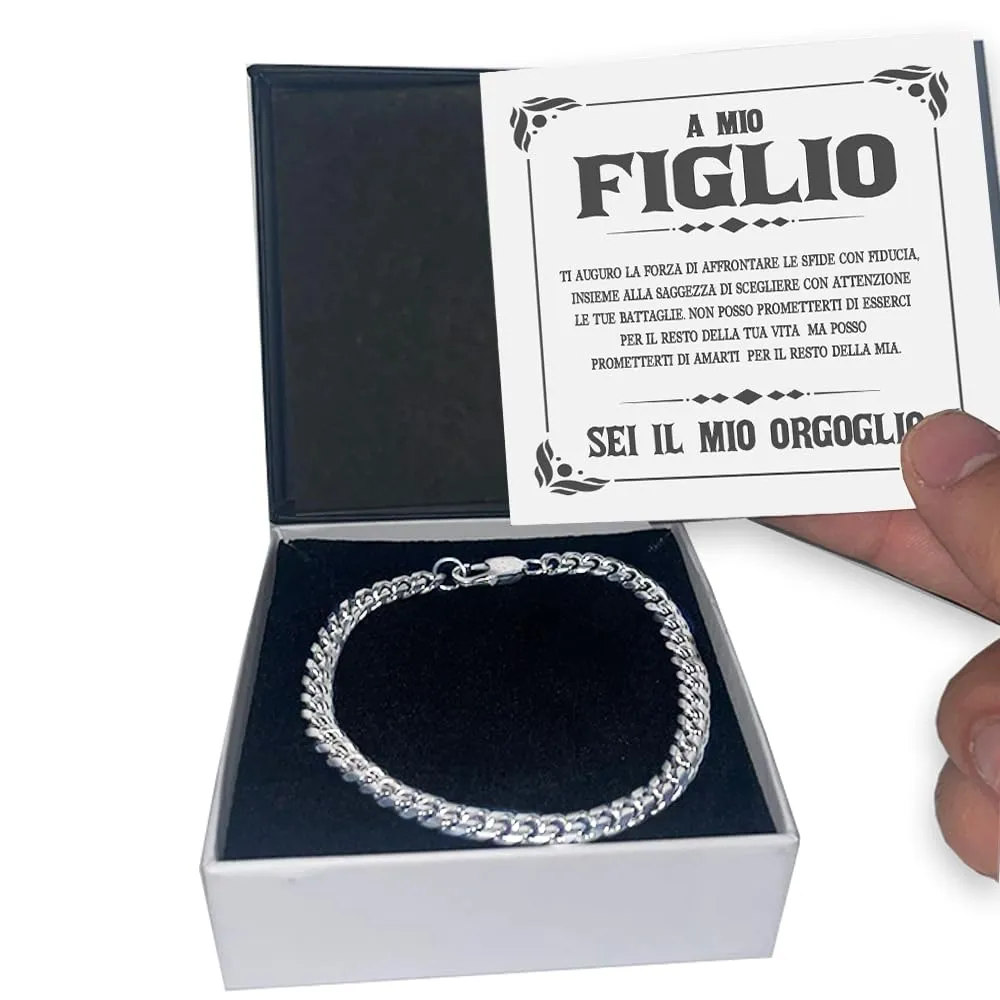 Bramart Bracciale Cubano Uomo in Acciaio Inox Lucidato, 21 cm - immagine 2