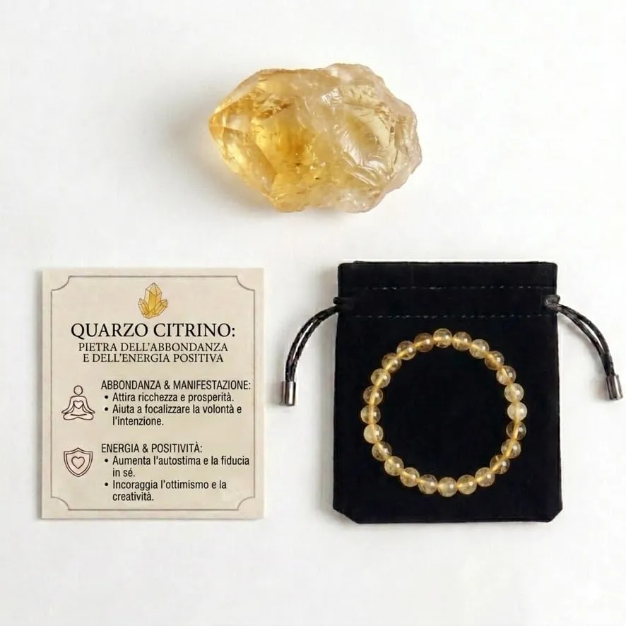 Alchimia Bracciale Unisex in Quarzo Citrino, Pietre Naturali 6 mm - immagine 2