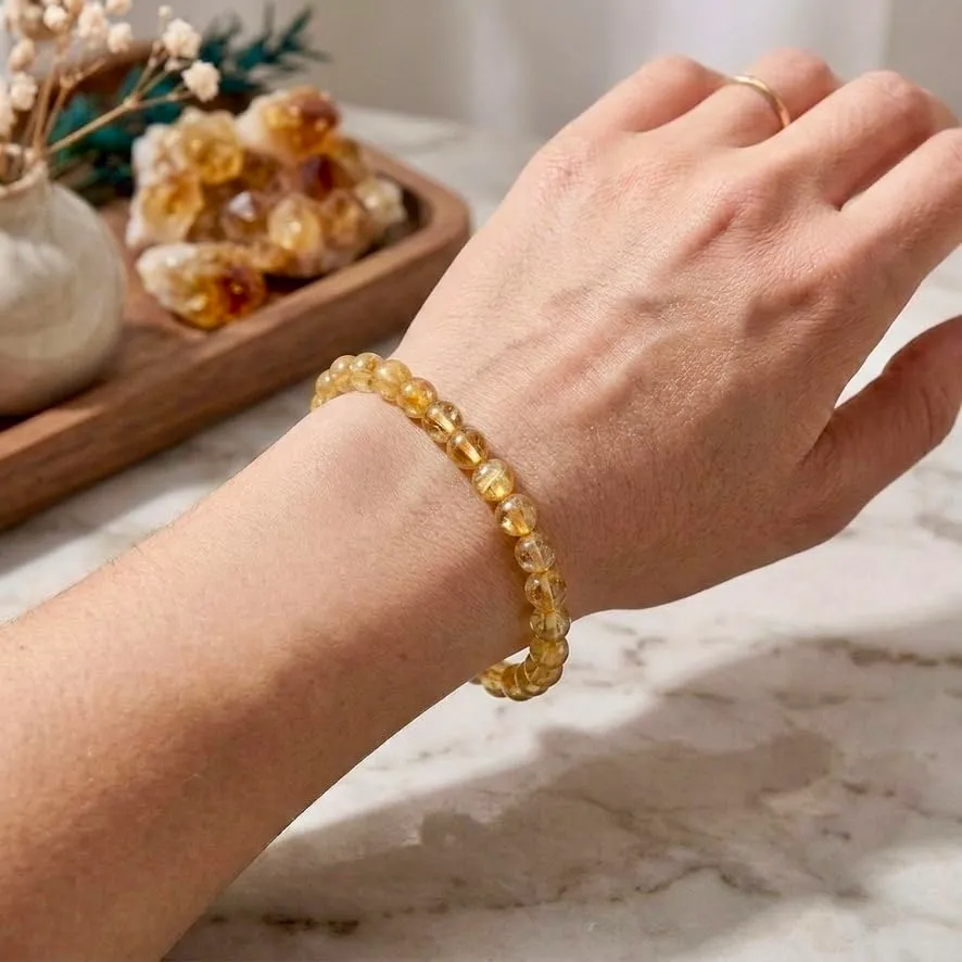 Alchimia Bracciale Unisex in Quarzo Citrino, Pietre Naturali 6 mm - immagine 3