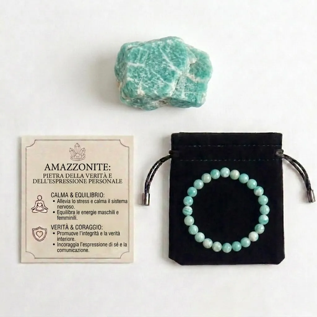Alchimia Bracciale Elastico in Amazzonite Naturale 6 mm Unisex - immagine 3