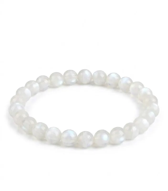 Alchimia Bracciale Elastico in Pietra di Luna Naturale 6 mm Unisex - immagine 4