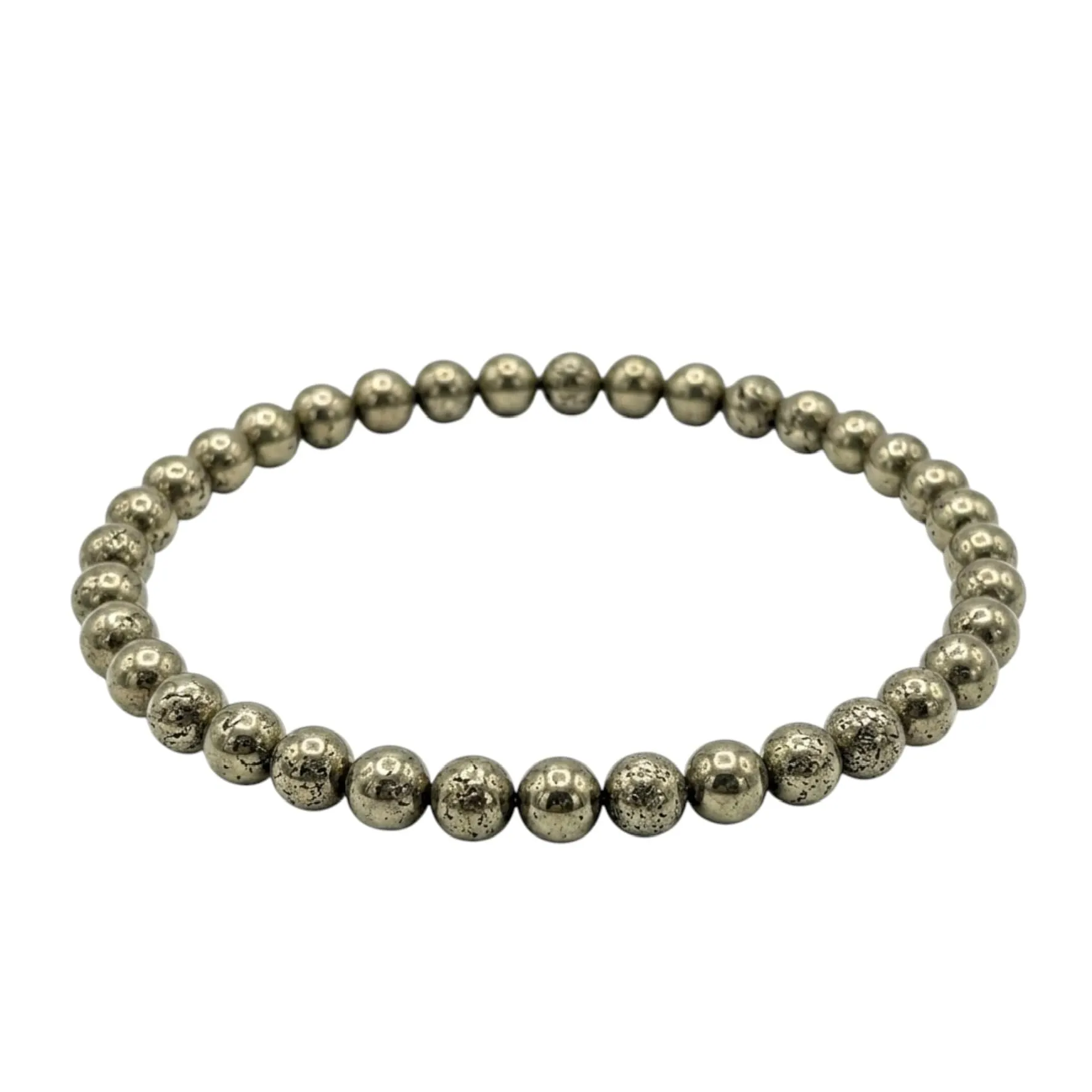 Alchimia Bracciale Elastico in Pirite, Pietre Naturali 6mm - immagine 1