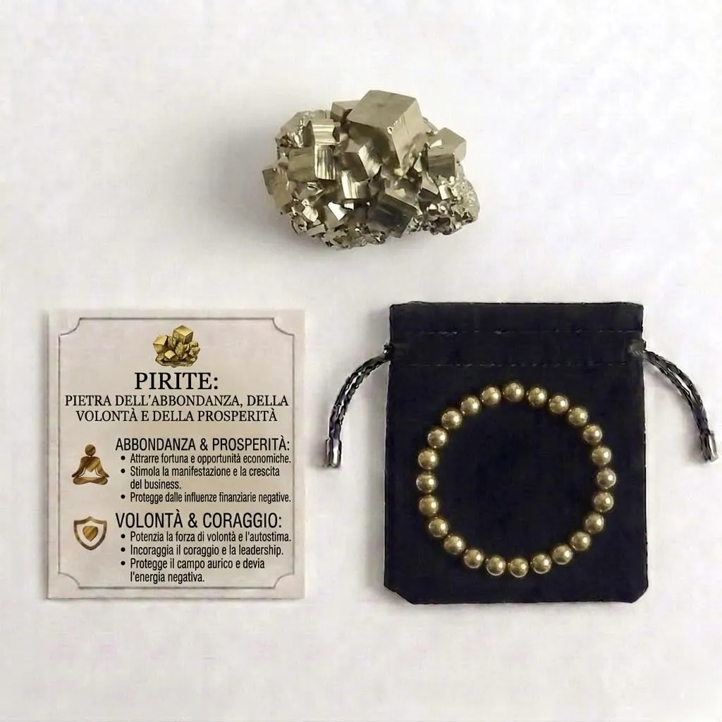 Alchimia Bracciale Elastico in Pirite, Pietre Naturali 6mm - immagine 3