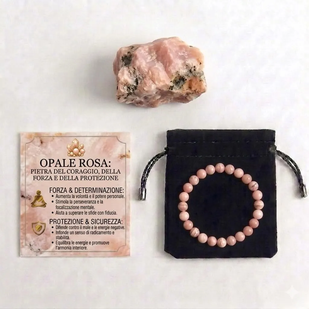 Alchimia Bracciale Elastico in Opale Rosa 6 mm Unisex - immagine 2