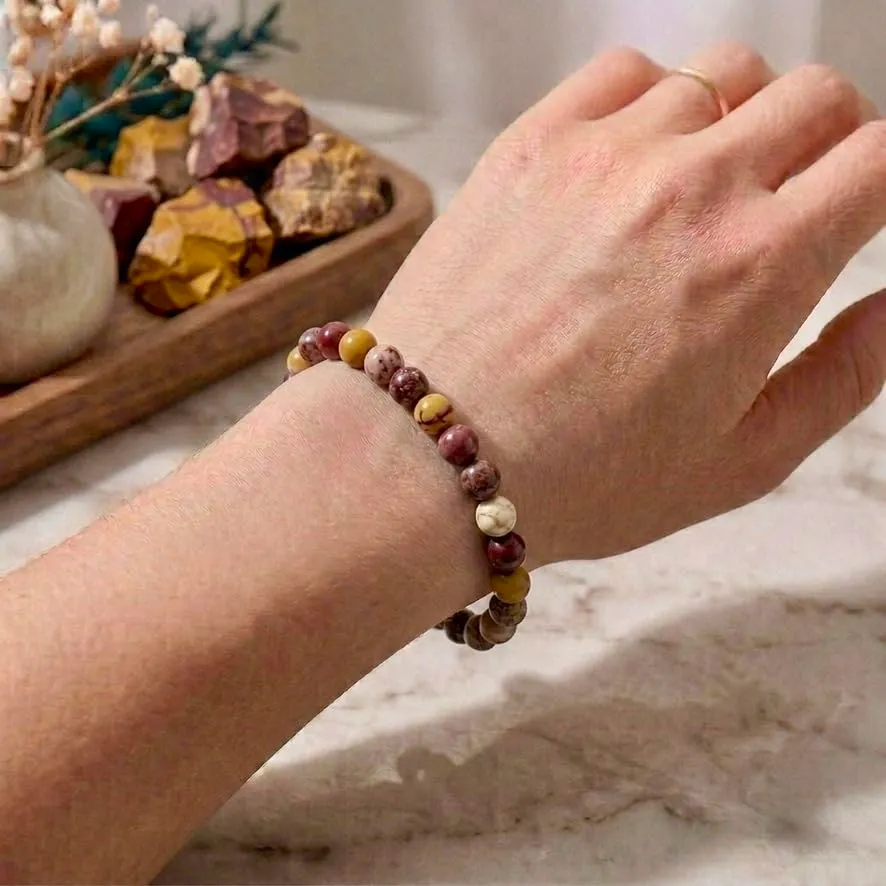 Alchimia Bracciale Elastico in Pietre Naturali Mokaite 6mm Unisex - immagine 3