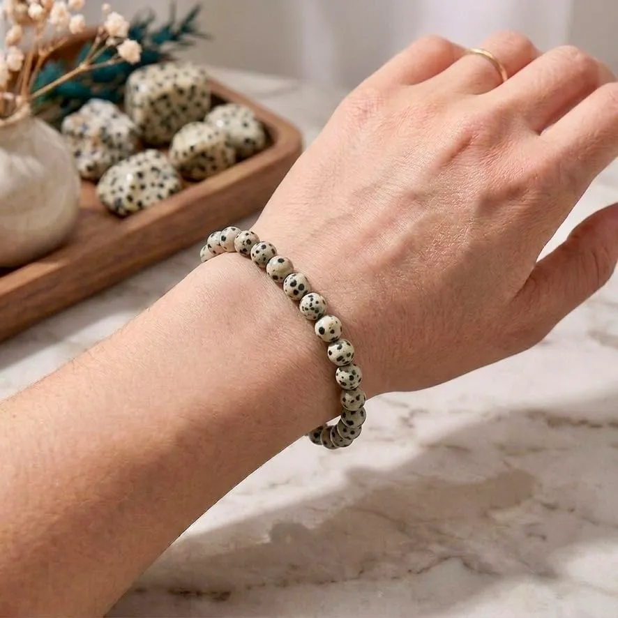 Alchimia Bracciale Elastico Unisex in Diaspro Dalmata 6 mm - immagine 2