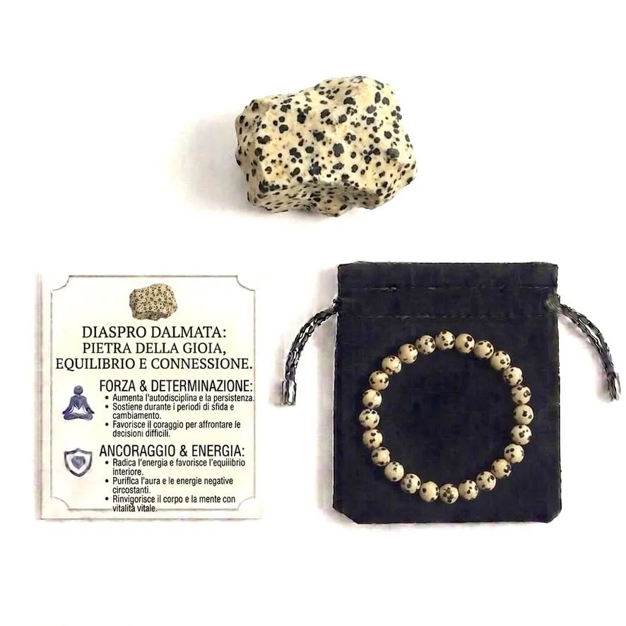 Alchimia Bracciale Elastico Unisex in Diaspro Dalmata 6 mm - immagine 3