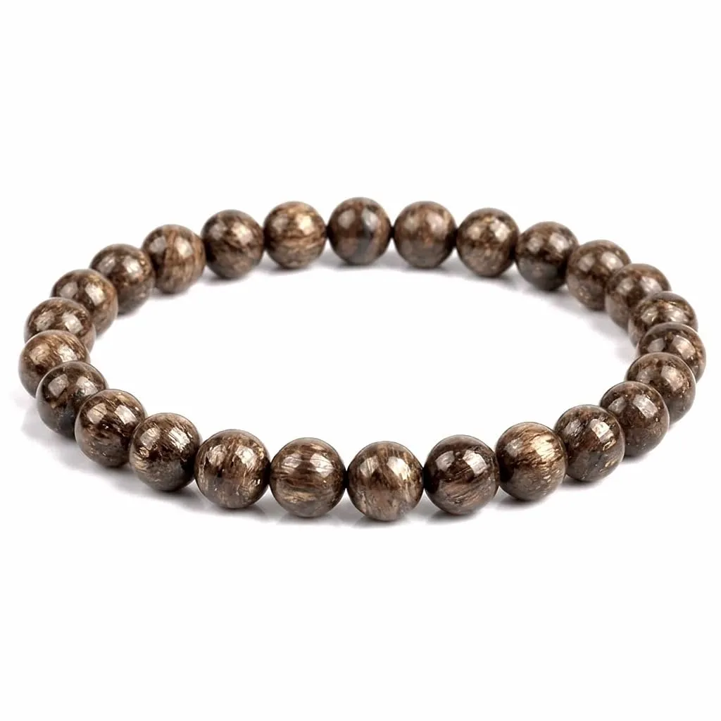 Alchimia Bracciale Elastico in Bronzite, Pietre Naturali 6mm - immagine 2