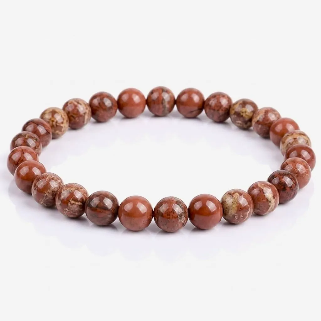 Alchimia Bracciale Elastico in Diaspro Rosso 6 mm Unisex - immagine 2