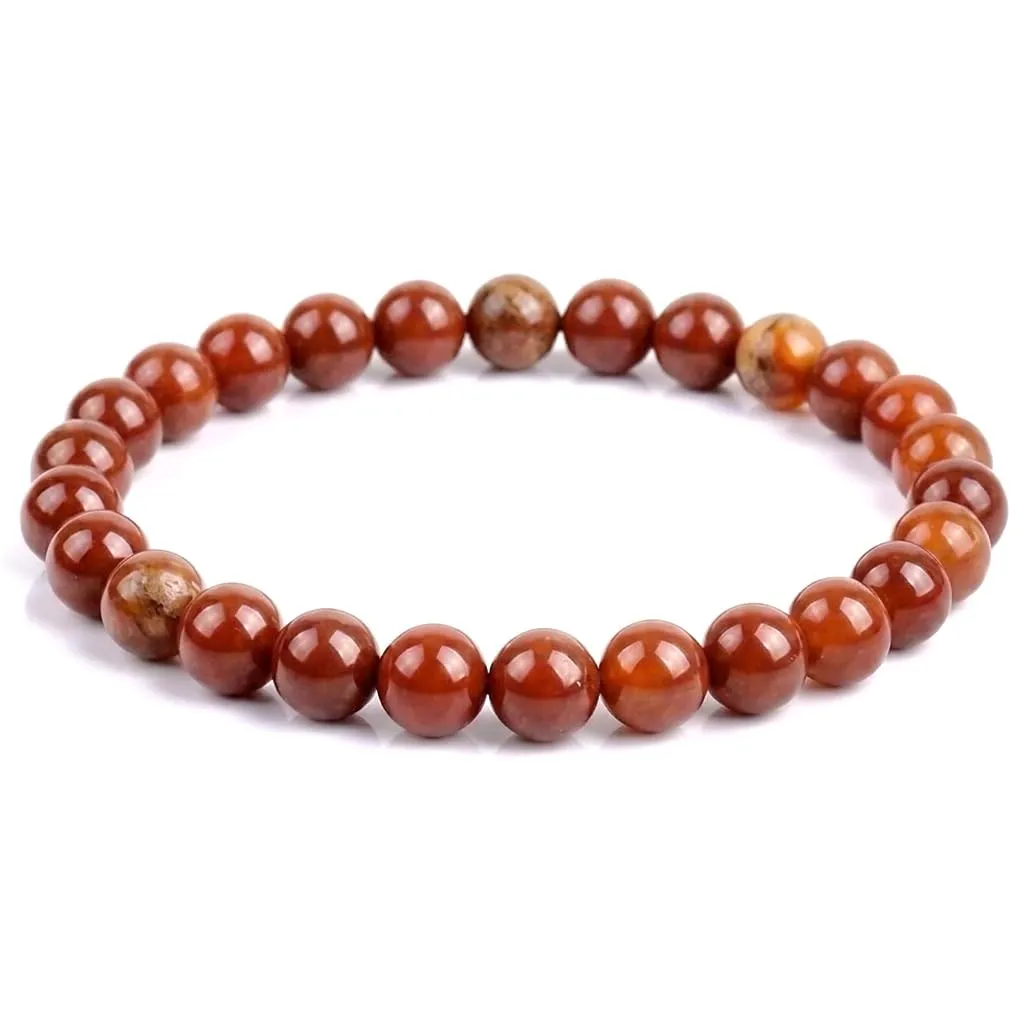 Alchimia Bracciale Elastico in Diaspro Rosso 6 mm Unisex - immagine 3
