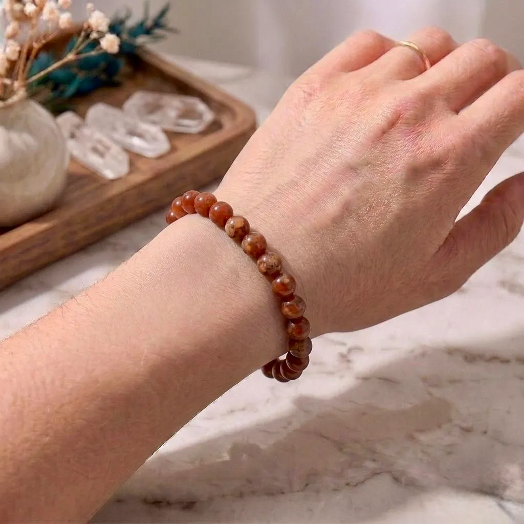 Alchimia Bracciale Elastico in Diaspro Rosso 6 mm Unisex - immagine 5