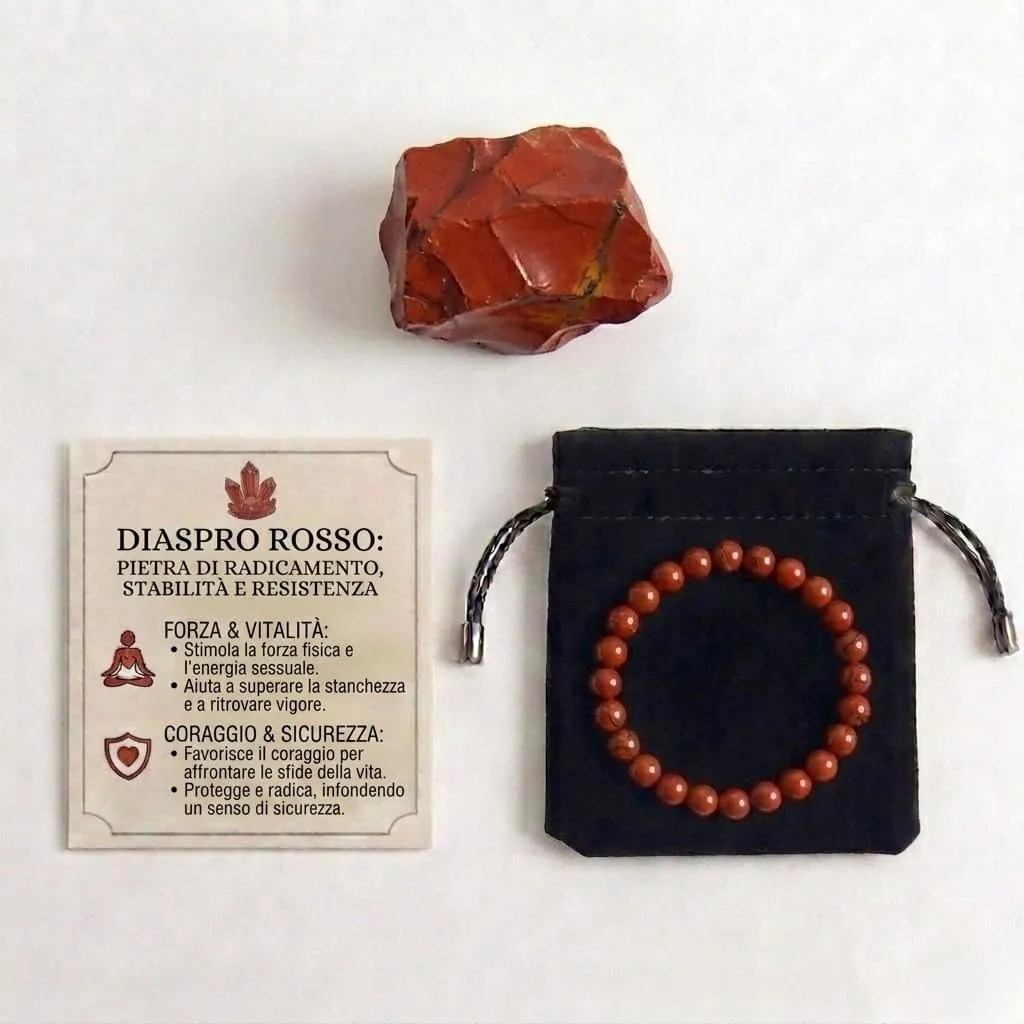 Alchimia Bracciale Elastico in Diaspro Rosso 6 mm Unisex - immagine 6