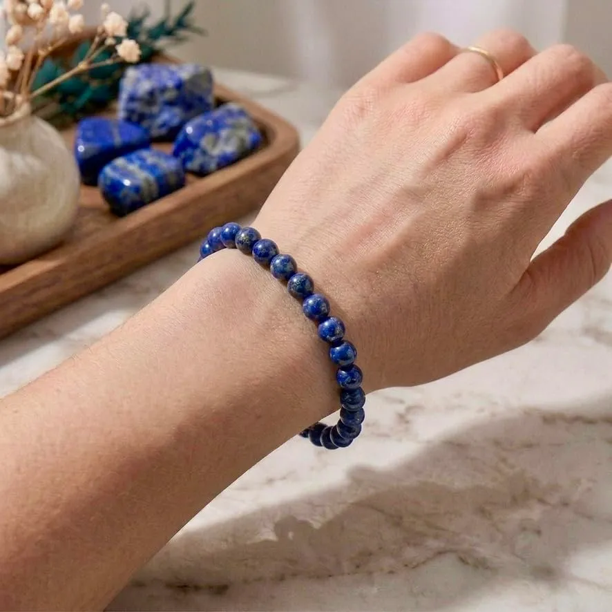 Alchimia Bracciale Elastico in Lapislazzuli Pietre Naturali 6mm - immagine 4