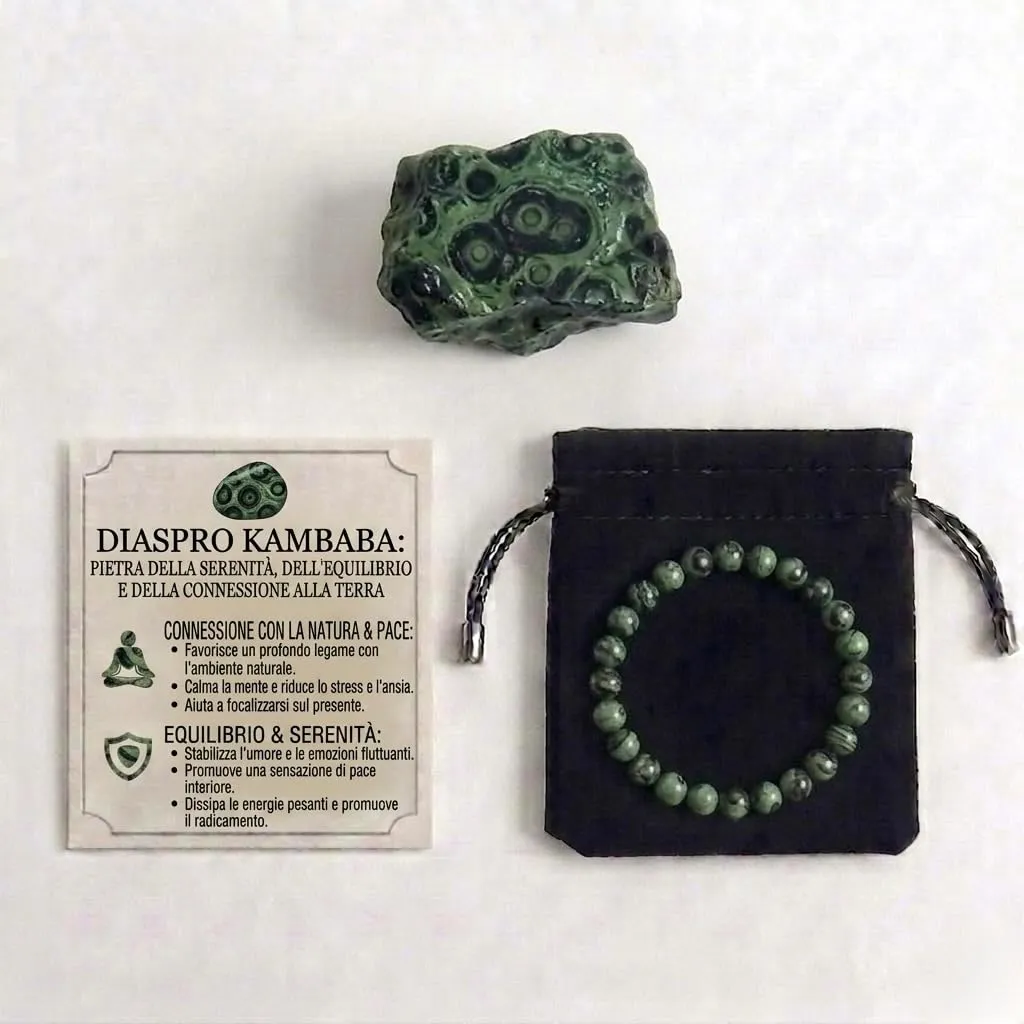 Alchimia Bracciale Unisex Elastico in Diaspro Kambaba 6 mm - immagine 2