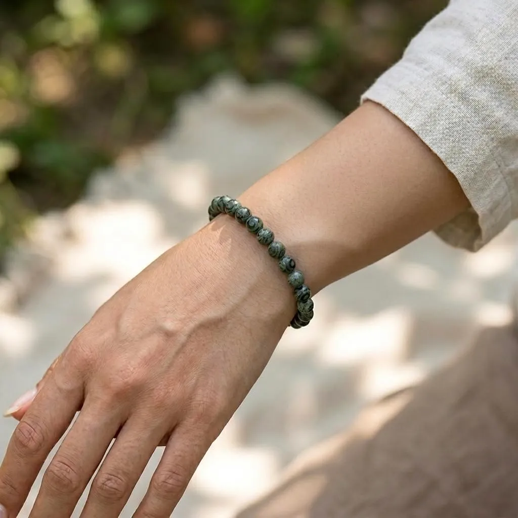 Alchimia Bracciale Unisex Elastico in Diaspro Kambaba 6 mm - immagine 3