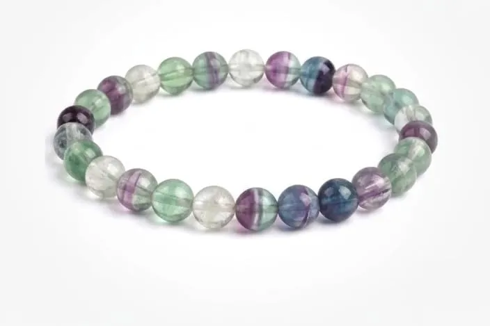 Alchimia Bracciale elastico in pietre naturali 6 mm fluorite unisex - immagine 6