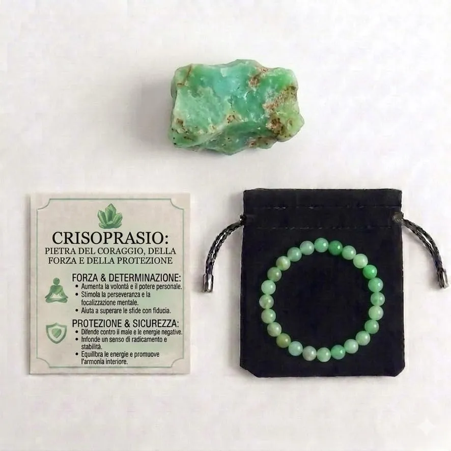 Alchimia Bracciale elastico in pietre naturali 6 mm crisoprasio unisex - immagine 2