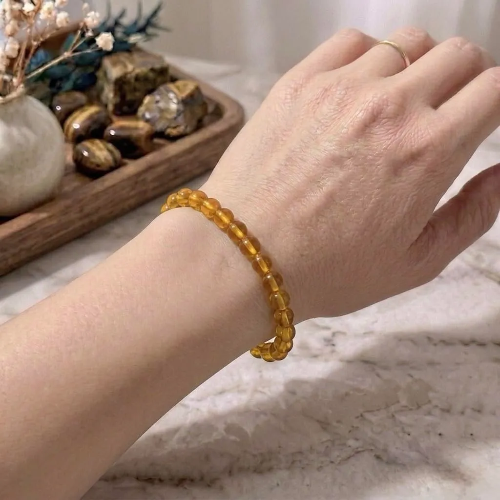 Alchimia Bracciale Elastico in Calcite Gialla 6 mm per Donna e Uomo - immagine 3