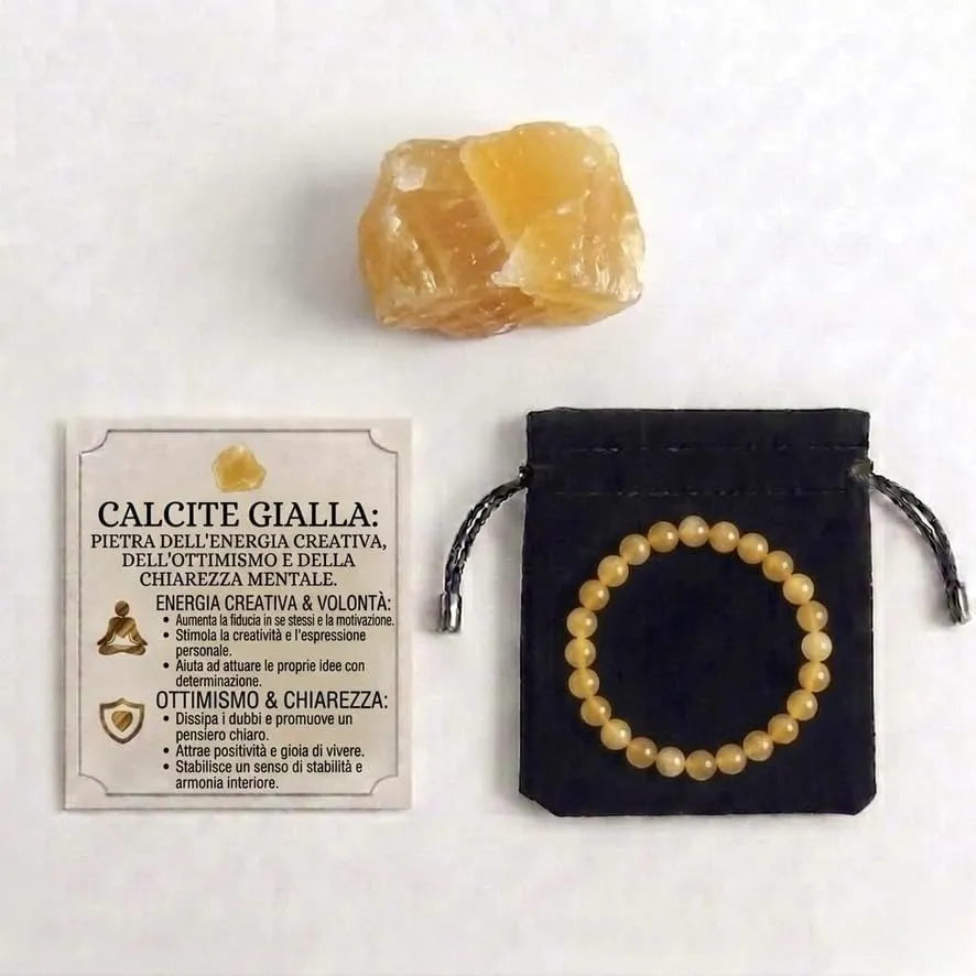 Alchimia Bracciale Elastico in Calcite Gialla 6 mm per Donna e Uomo - immagine 5