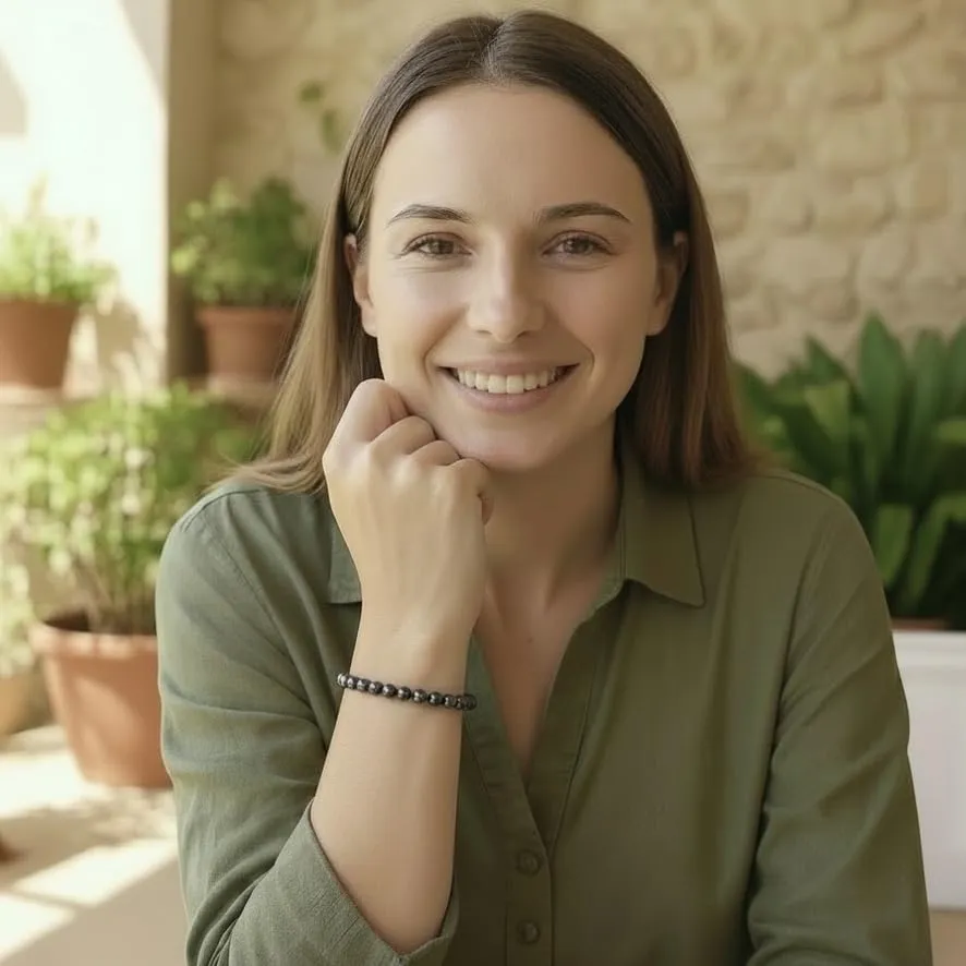 Alchimia Bracciale Elastico in Tormalina Nera, Pietre Naturali 6mm - immagine 3