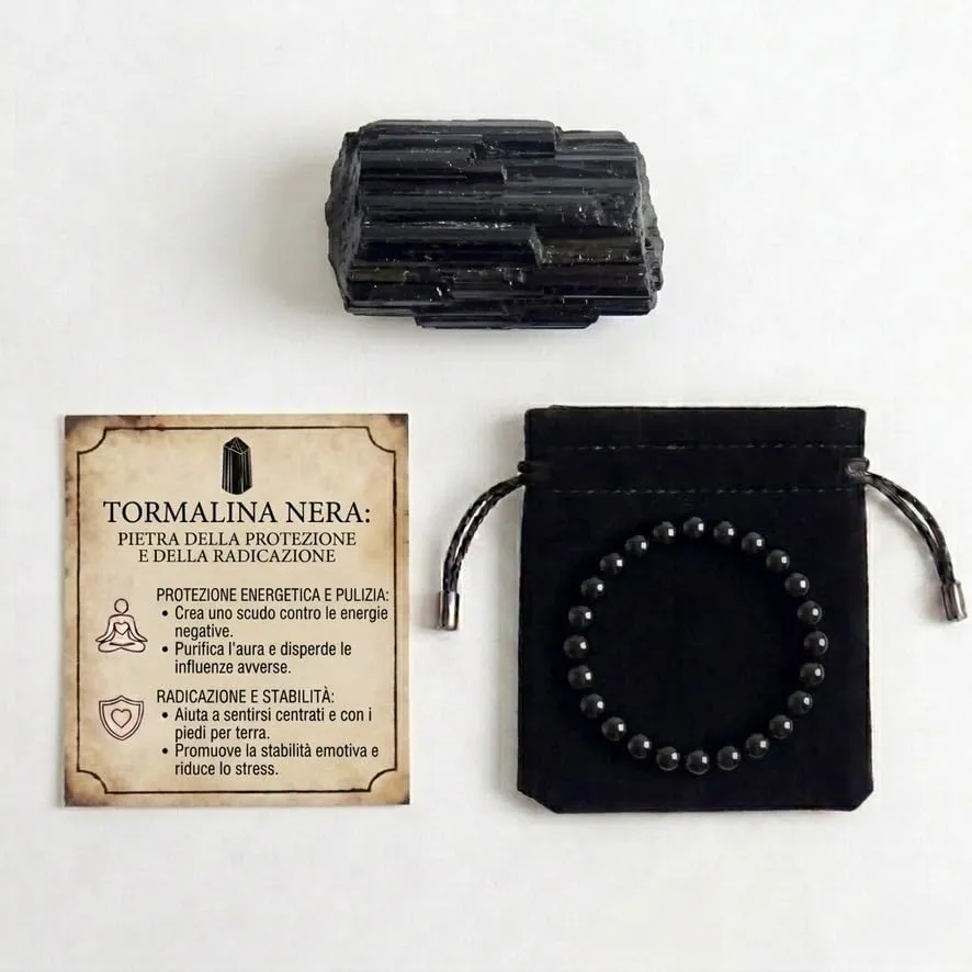 Alchimia Bracciale Elastico in Tormalina Nera, Pietre Naturali 6mm - immagine 6