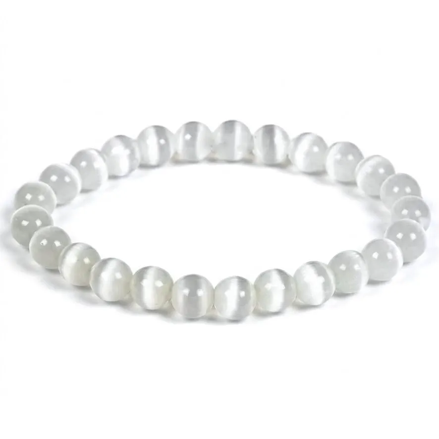 Alchimia Bracciale Unisex Elastico in Selenite 6 mm - immagine 3