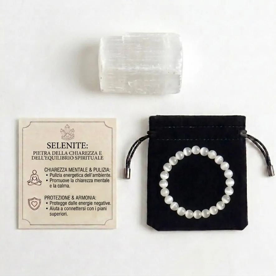 Alchimia Bracciale Unisex Elastico in Selenite 6 mm - immagine 4