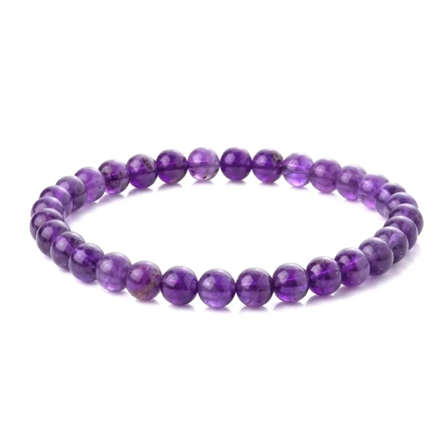 Alchimia Bracciale Unisex Elastico in Quarzo Ametista 6 mm - immagine 1