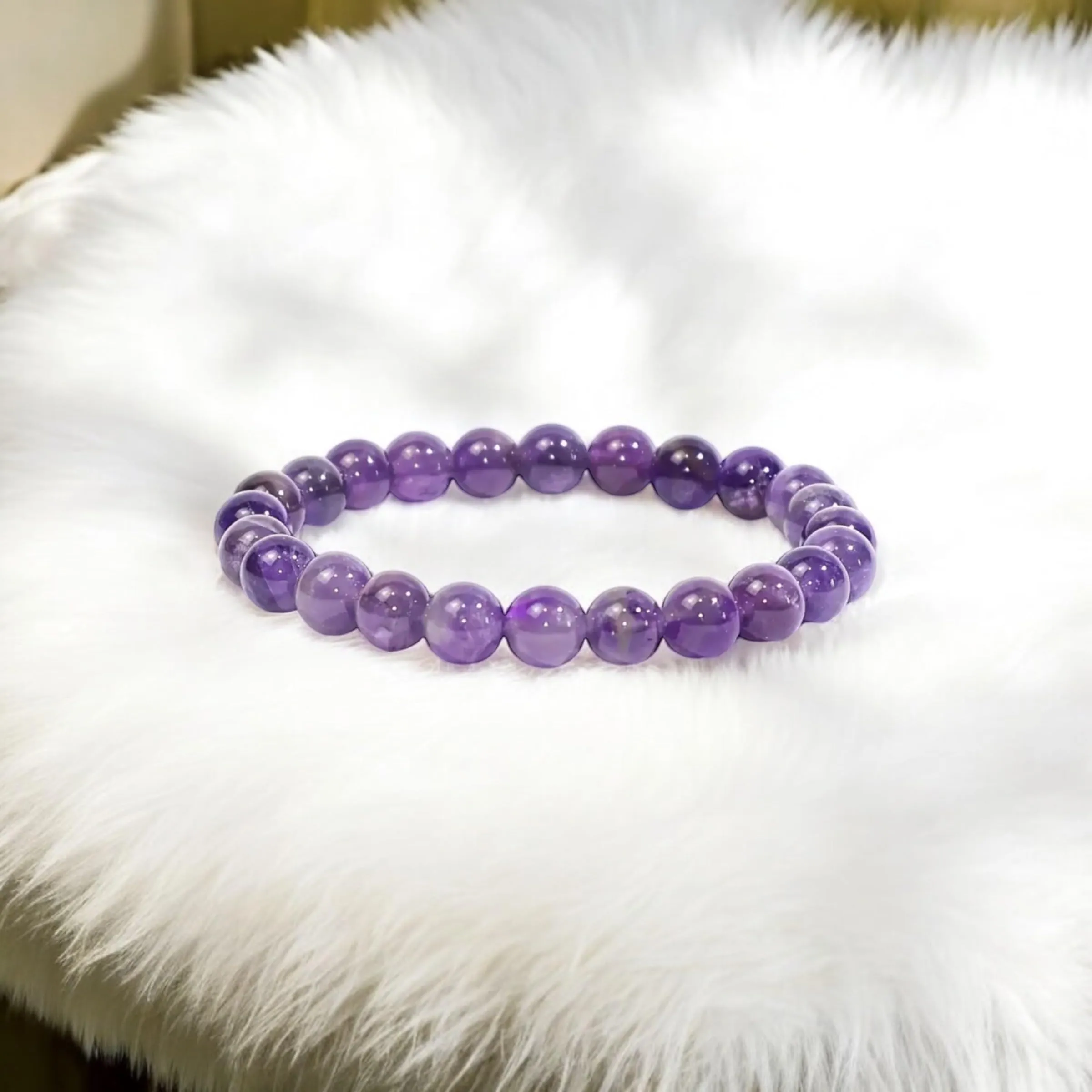 Alchimia Bracciale Unisex Elastico in Quarzo Ametista 6 mm - immagine 2