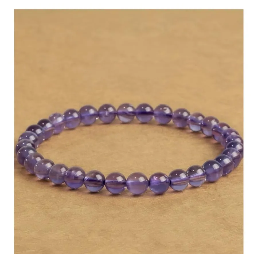 Alchimia Bracciale Unisex Elastico in Quarzo Ametista 6 mm - immagine 4