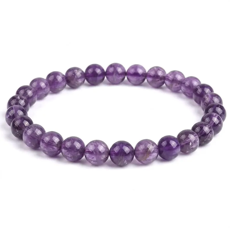 Alchimia Bracciale Unisex Elastico in Quarzo Ametista 6 mm - immagine 6