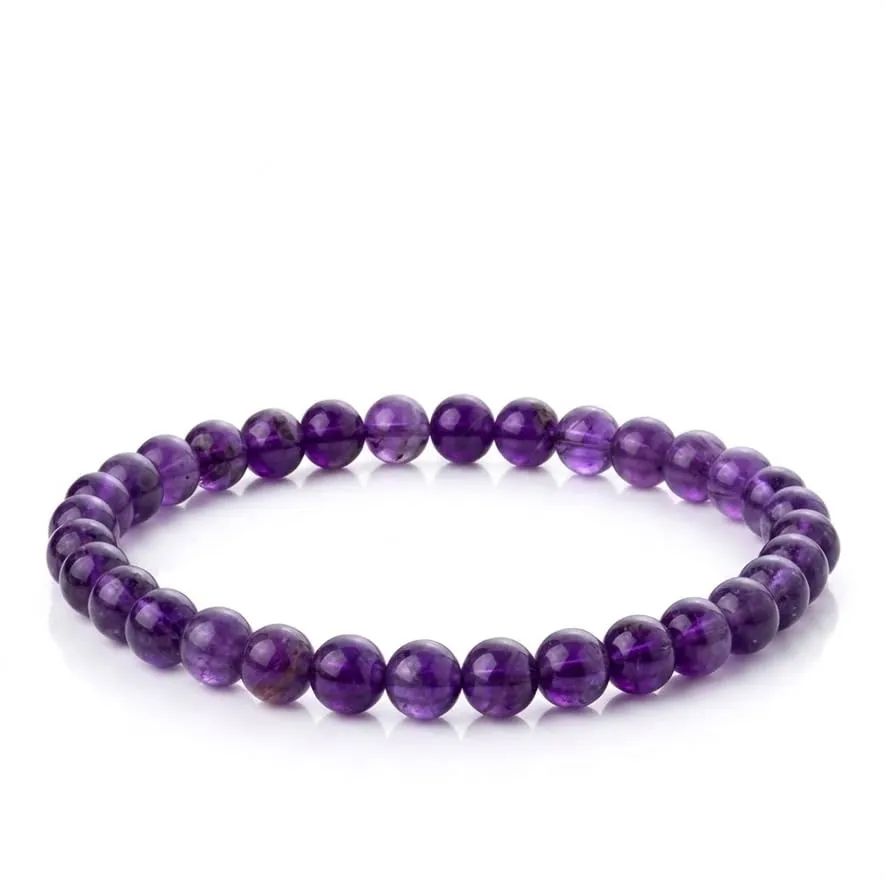 Alchimia Bracciale Unisex Elastico in Quarzo Ametista 6 mm - immagine 7