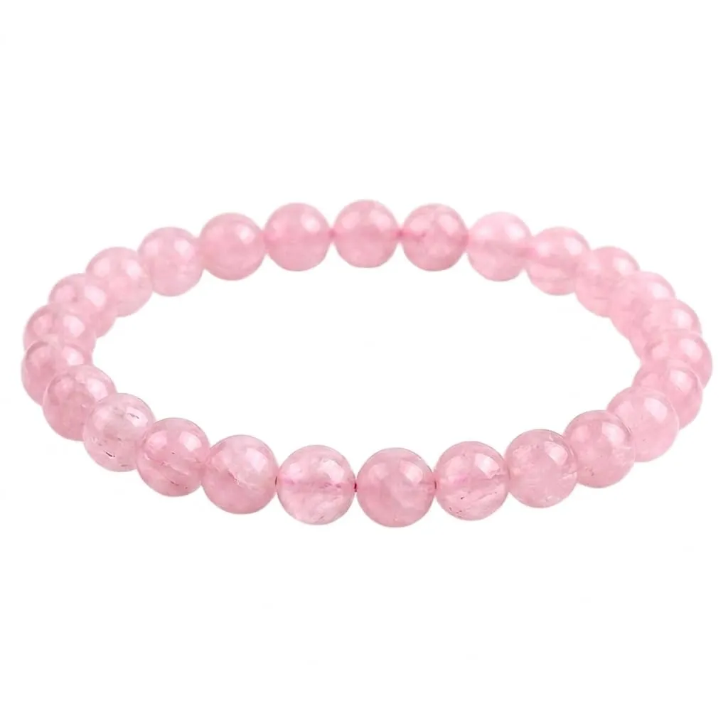 Alchimia Bracciale Elastico in Quarzo Rosa, Pietre Naturali 6 mm - immagine 4