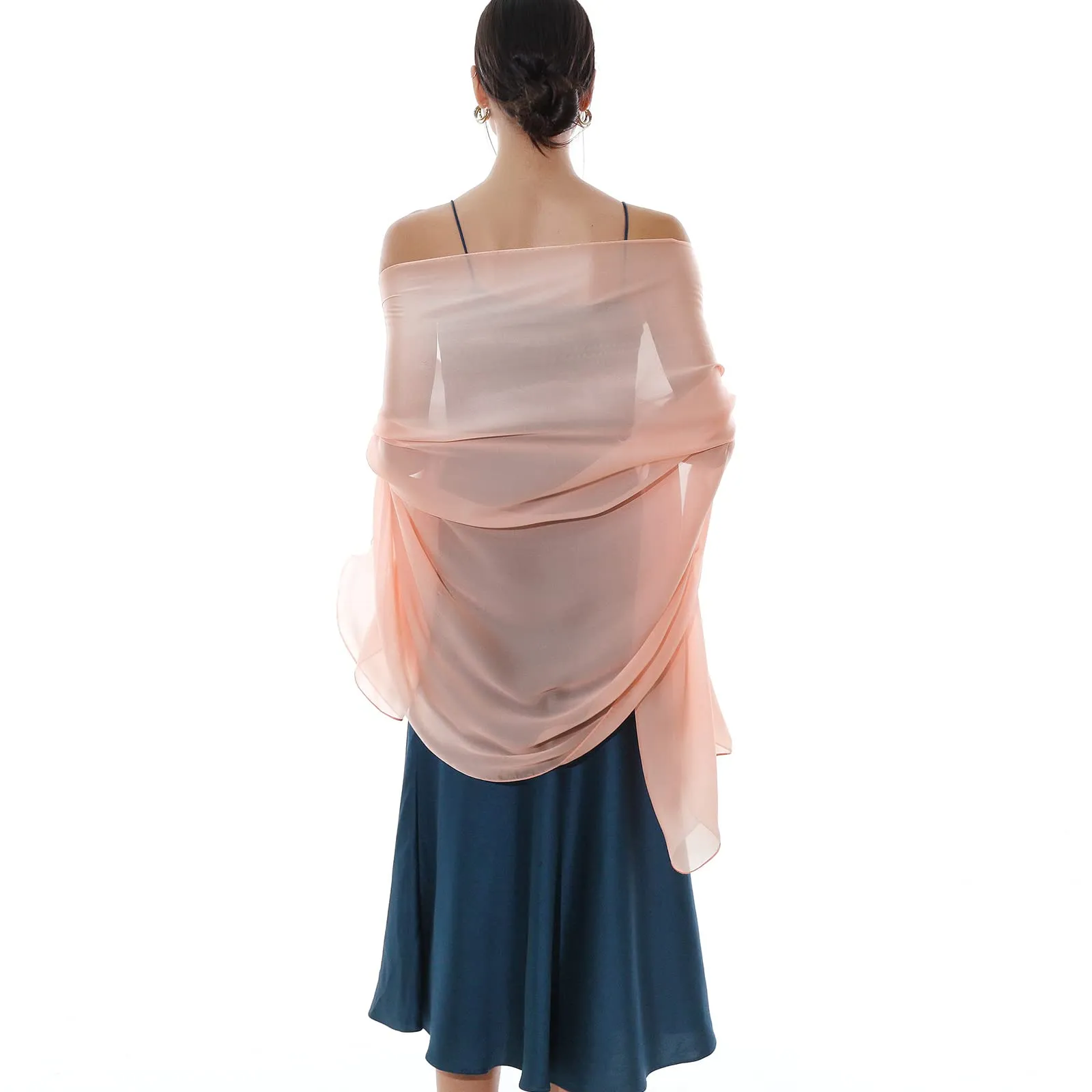 RIIQIICHY Sciarpa in Seta per Donna, Stola Pashmina Leggera Rosa per Cerimonia e Abito da Sera - immagine 3