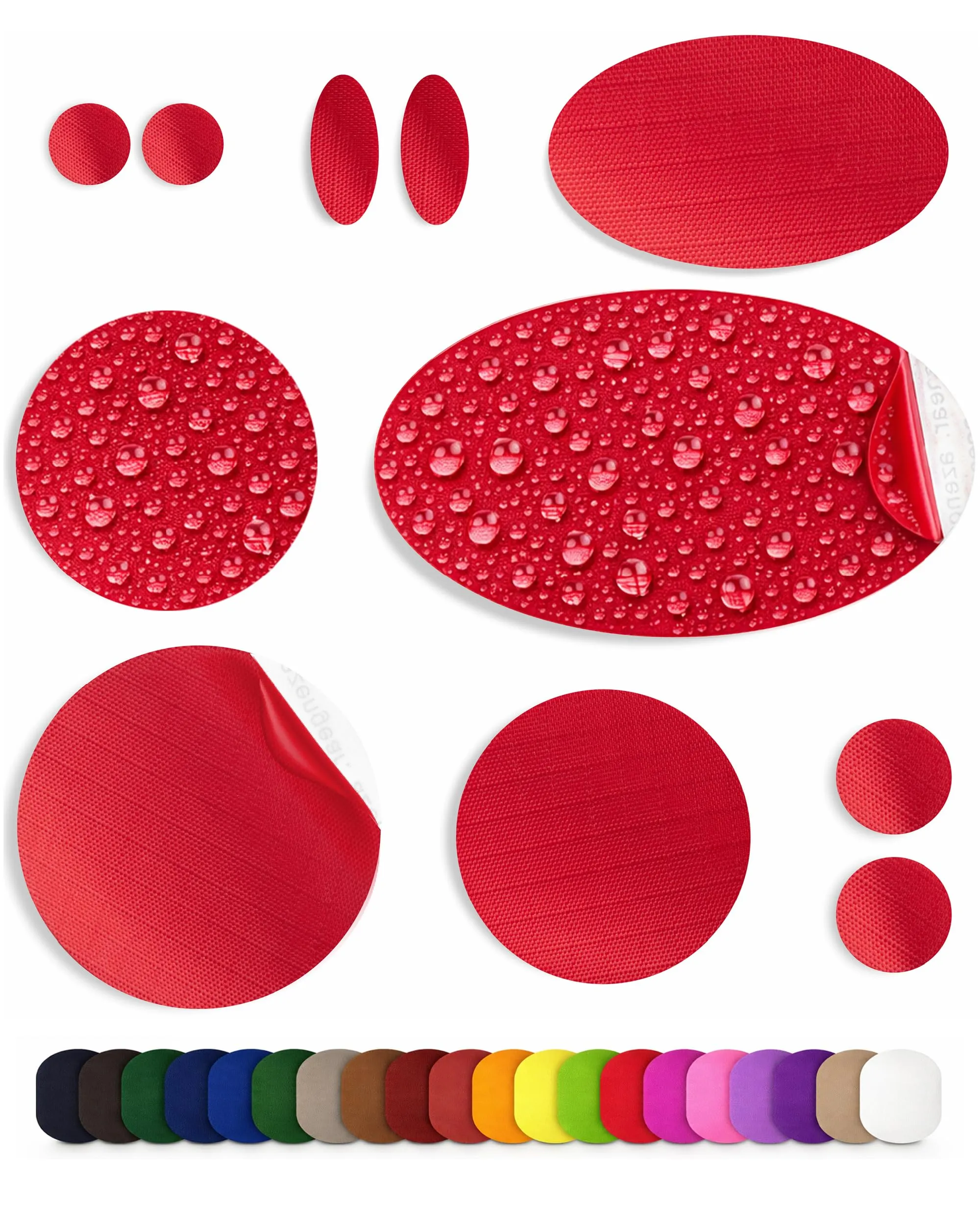 aZengear Toppe di Riparazione per Piumini, Autoadesive, Nylon Impermeabile, 11 Pezzi, Rossa - immagine 1