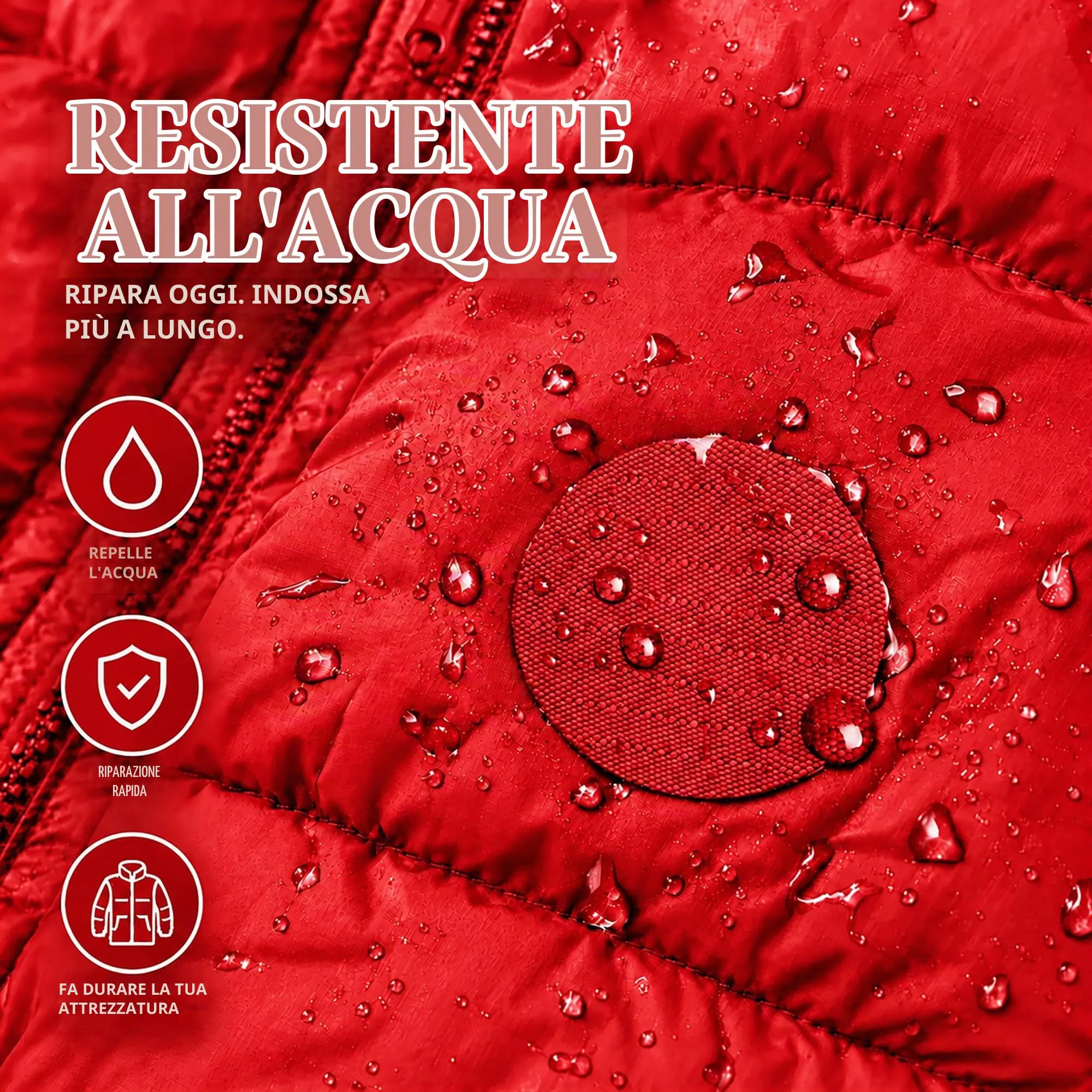 aZengear Toppe di Riparazione per Piumini, Autoadesive, Nylon Impermeabile, 11 Pezzi, Rossa - immagine 5