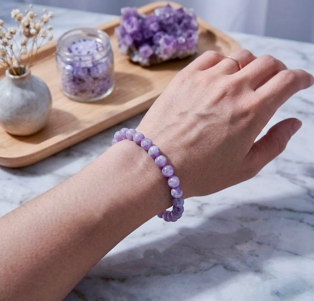 Alchimia Bracciale Elastico Unisex in Lepidolite 6 mm - immagine 2