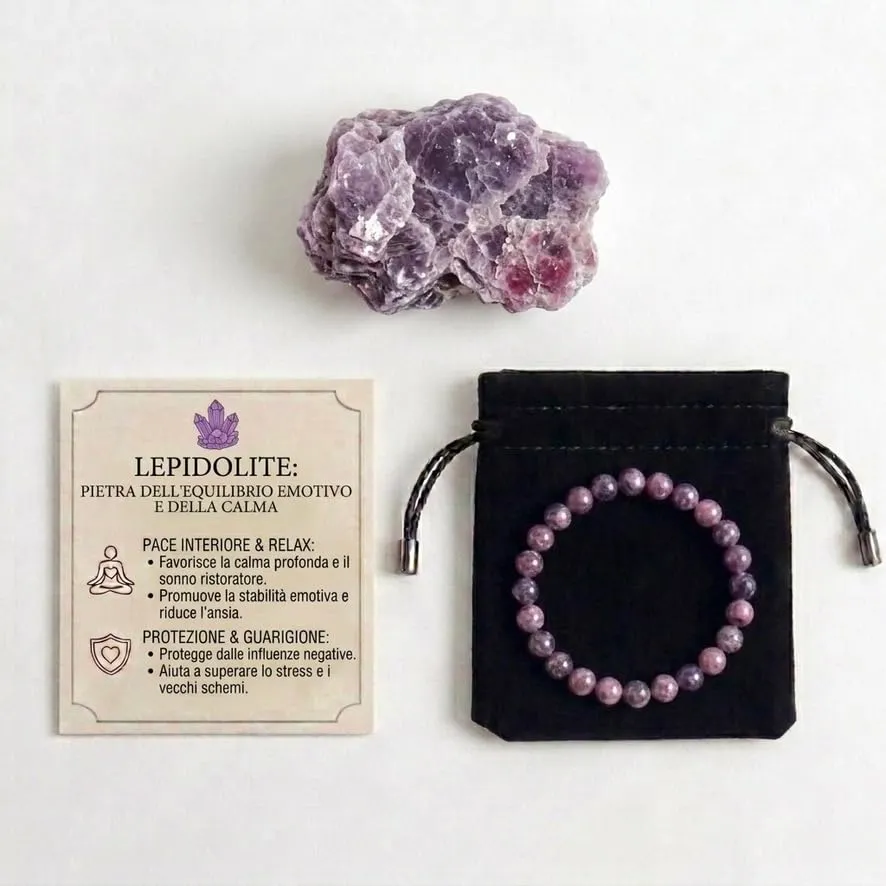 Alchimia Bracciale Elastico Unisex in Lepidolite 6 mm - immagine 5