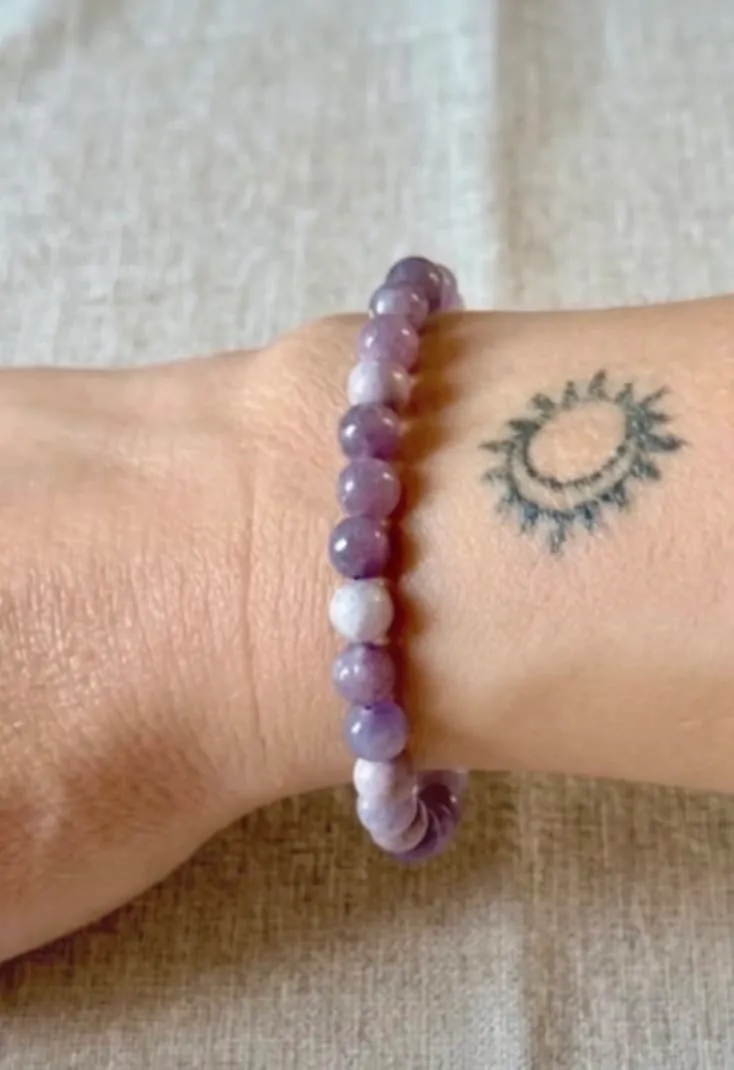 Alchimia Bracciale Elastico Unisex in Lepidolite 6 mm - immagine 7