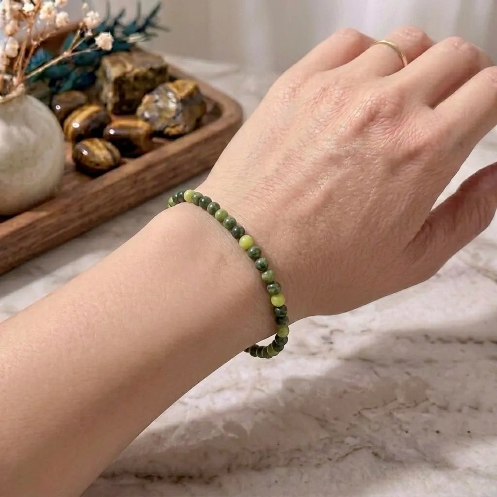 Alchimia Bracciale elastico in Giada verde 6 mm Unisex - immagine 2