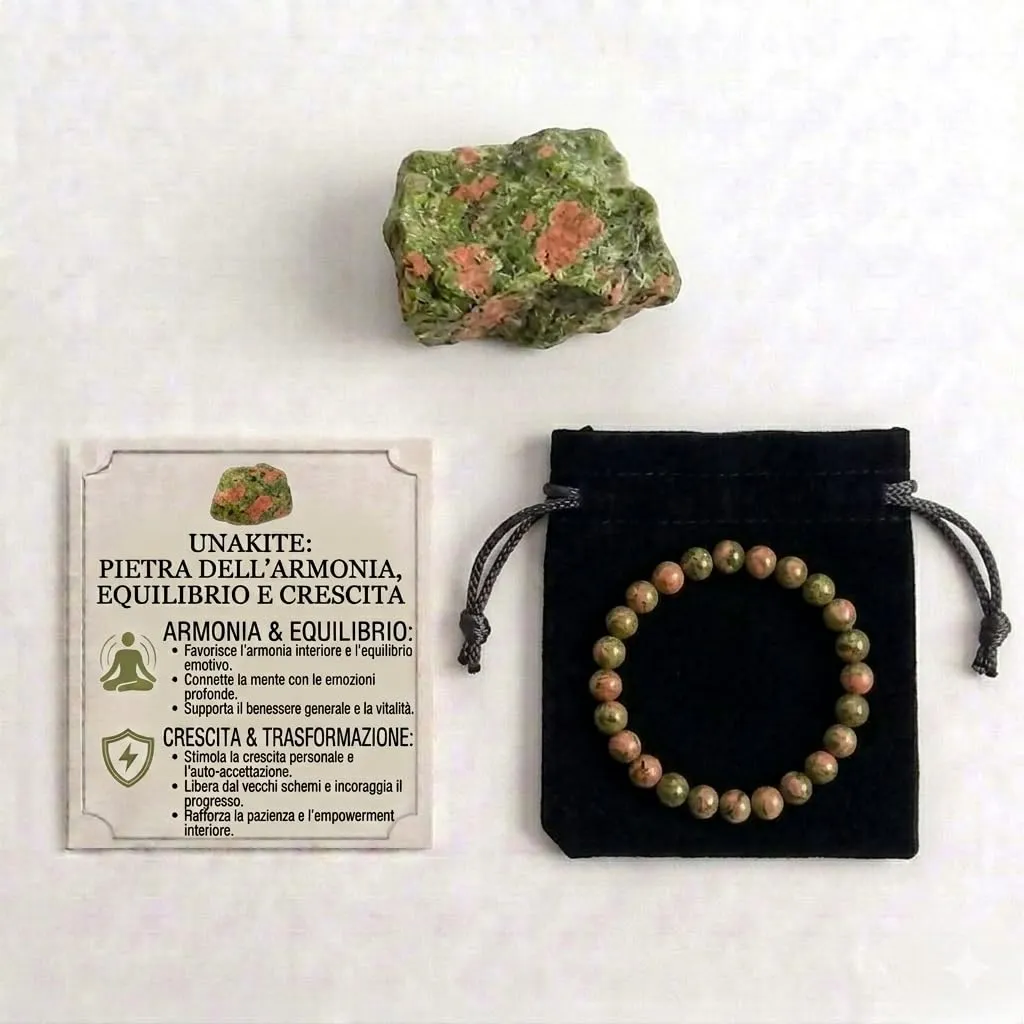 Alchimia Bracciale Elastico Unisex in Unakite 6 mm - immagine 4